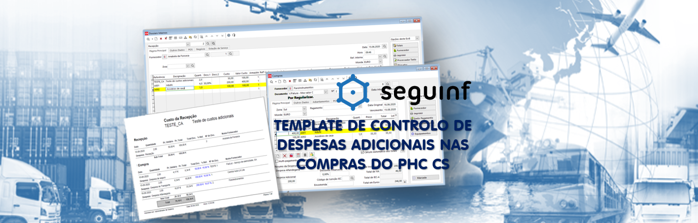 Template de afetação de despesas adicionais às compras no PHC CS